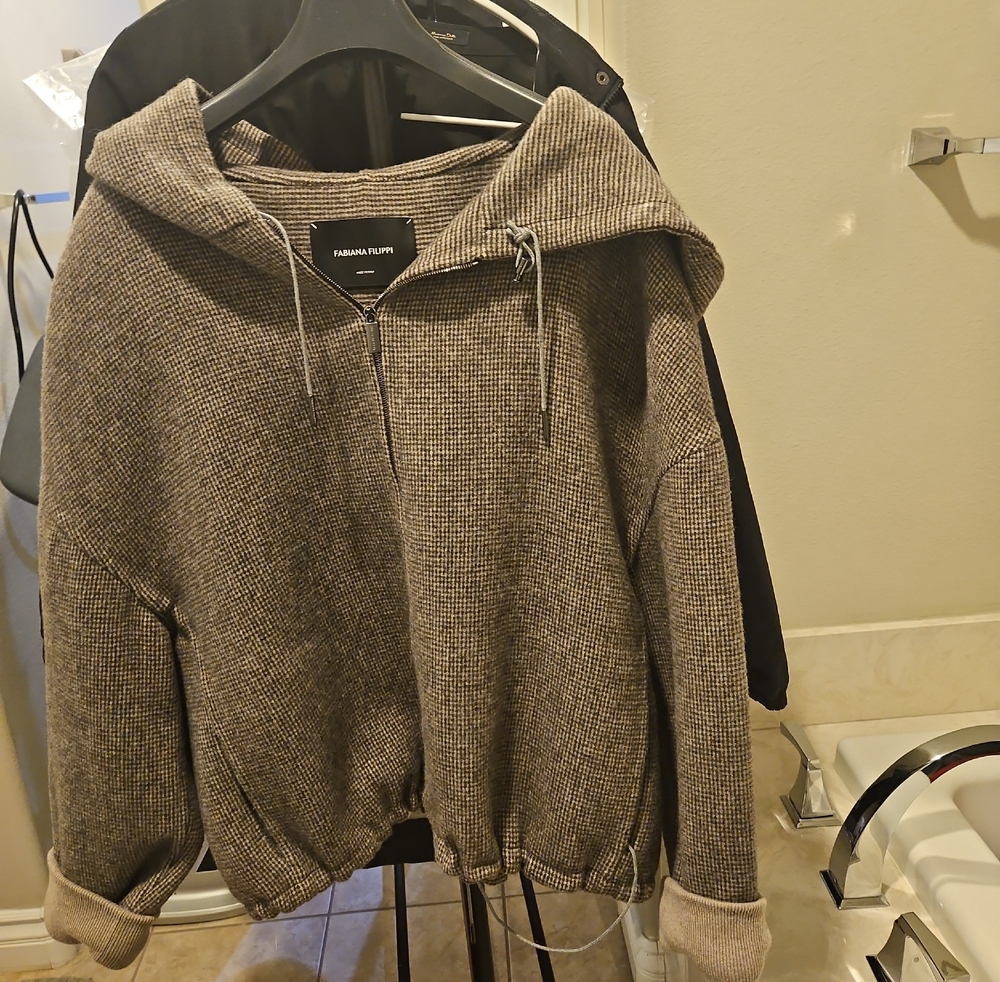 Fabiana Filippi Taupe Hooded Jacket